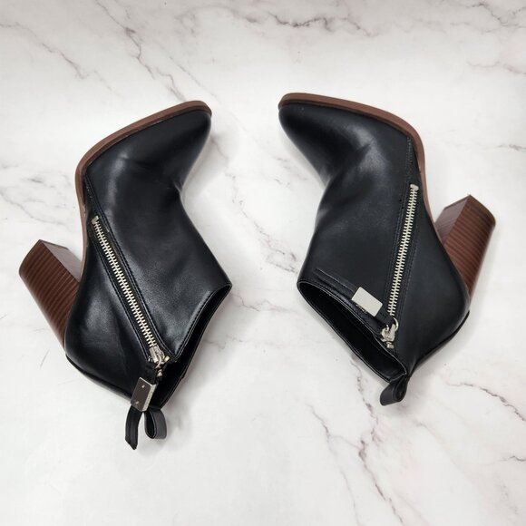 Circus Sam Edelman Blythe Black Leather Booties Block Heel Ankle Boots Women's 6 - Picture 6 of 11